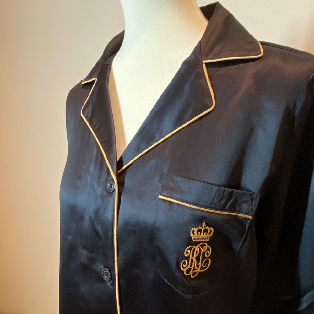 Ralph Lauren Black Satin Pajama Set - Picture 3 of 3